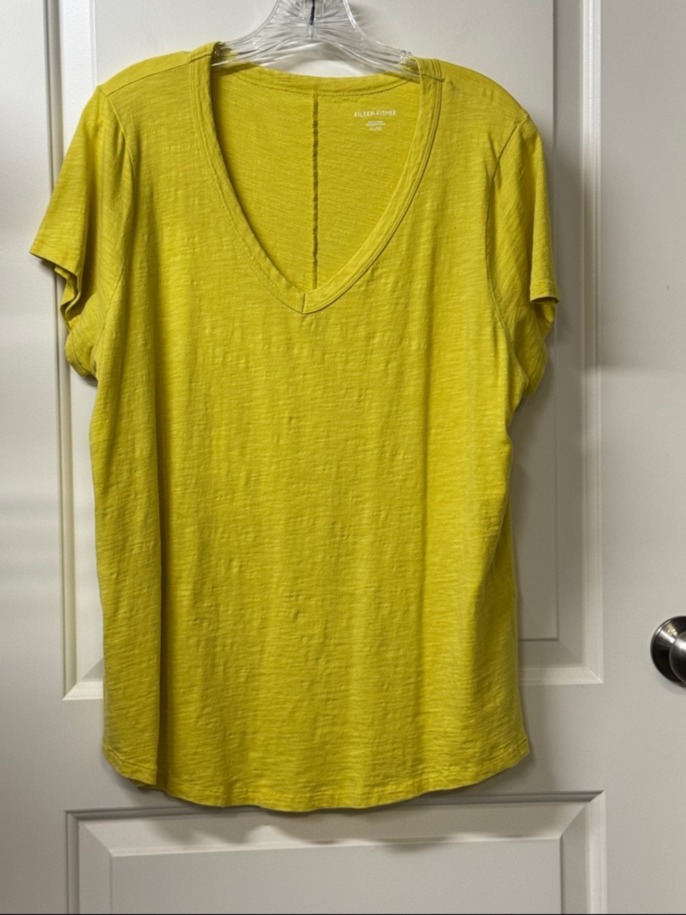 Eileen Fisher Bright Yellow V-Neck Short Sleeve Tee